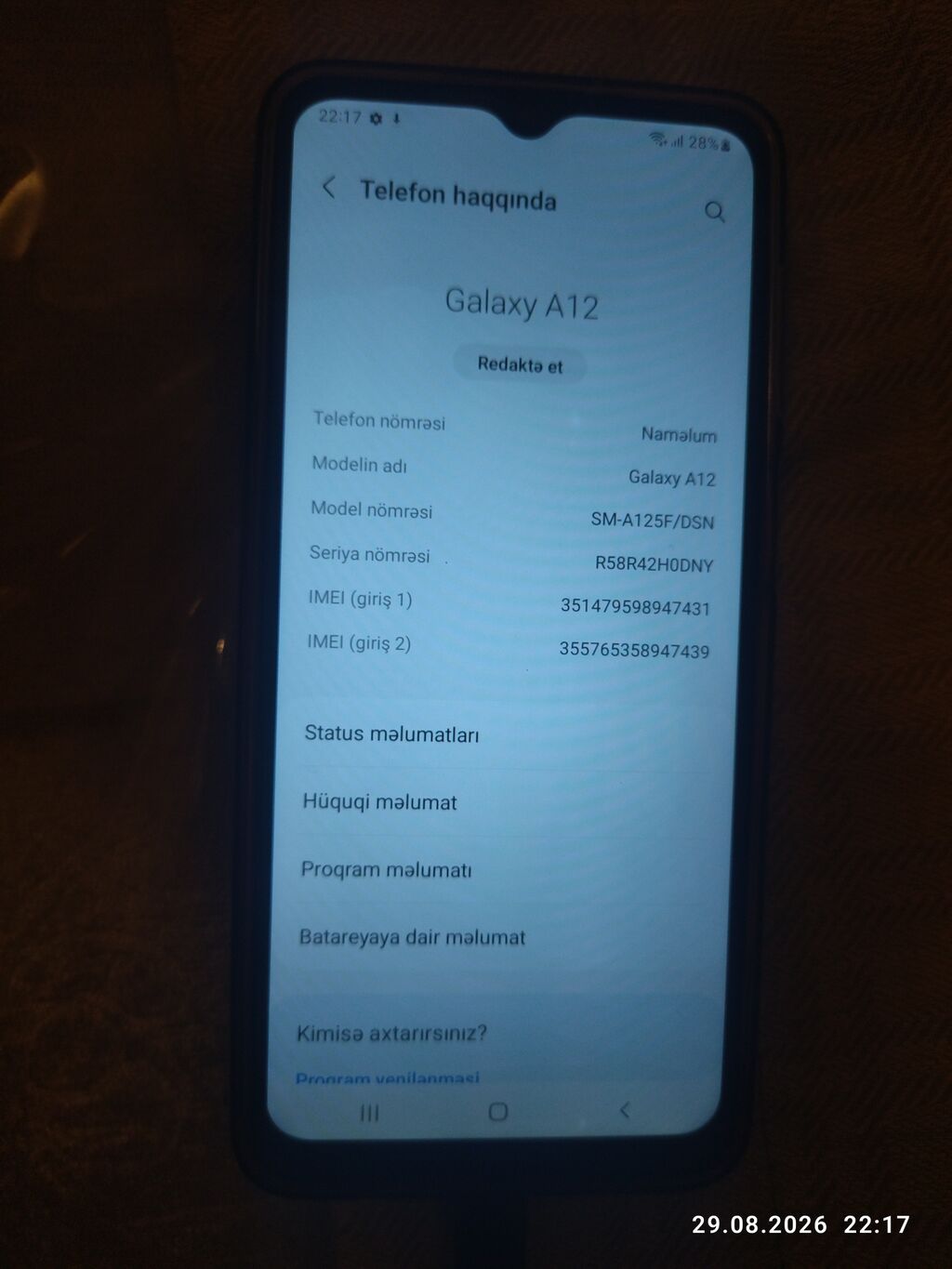 Samsung Galaxy A12, 128 GB, rəng - Göy, Barmaq izi, İki sim kartlı — Samsung, Qobu (2)