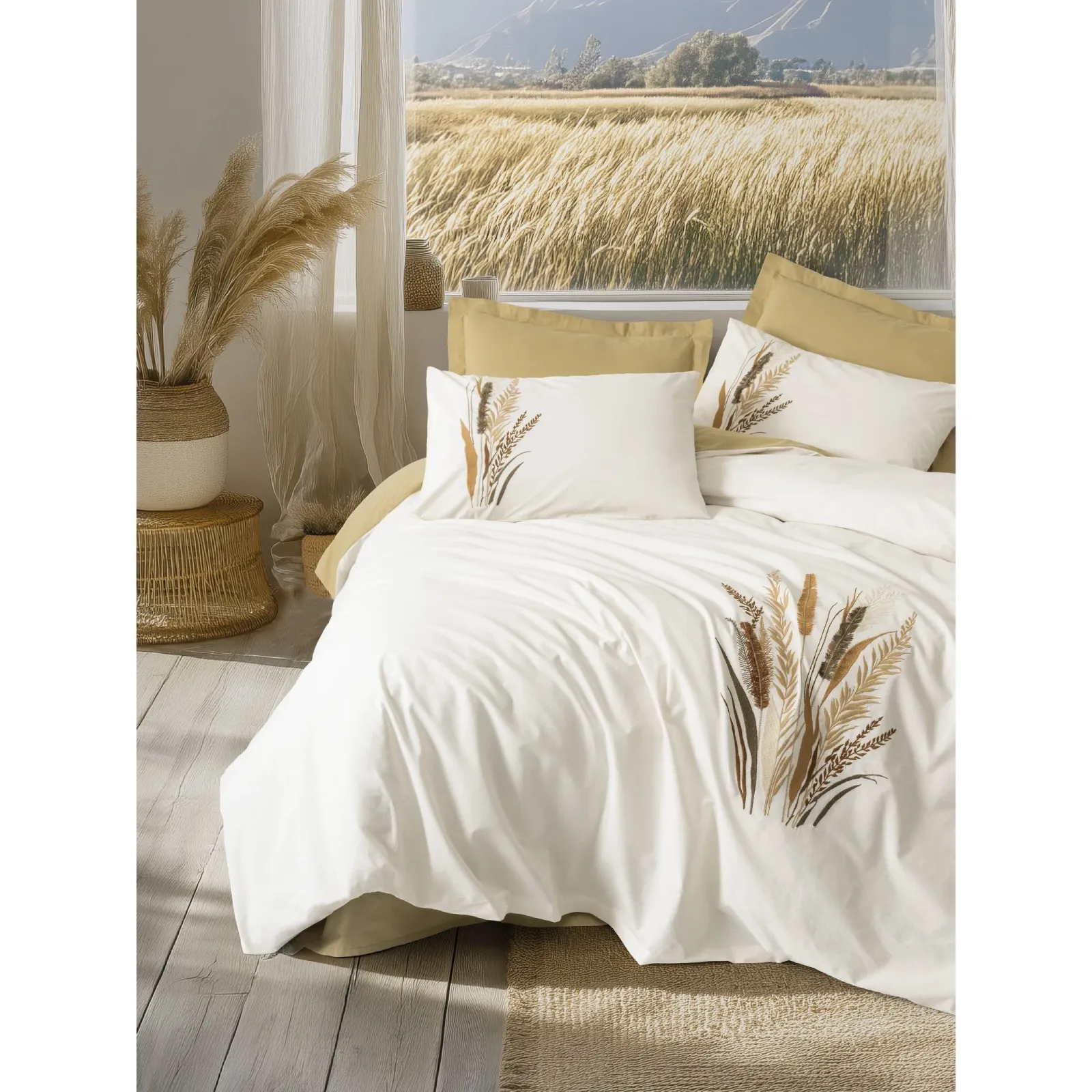 Yataq dəsti Cotton Box Naxışlı, iki nəfərlik, Alvora hardal (8680108083734) — Постельное белье