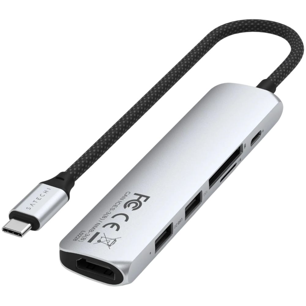 USB Hub Satechi 6in1 USB Type-C ST-P6SS Silver — Kompüterlər və noutbuklar, Bakı (3)