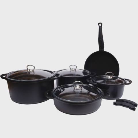 Tava qazan dəsti Falez Nova cast premium Black, 9 parça, 20-24-28 sm (8697410935187) — Cookware