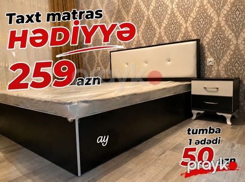 Mebel dəsti: taxt və tumbalar - Taxt: qara korpus, ağ süni dəri — Bakı
