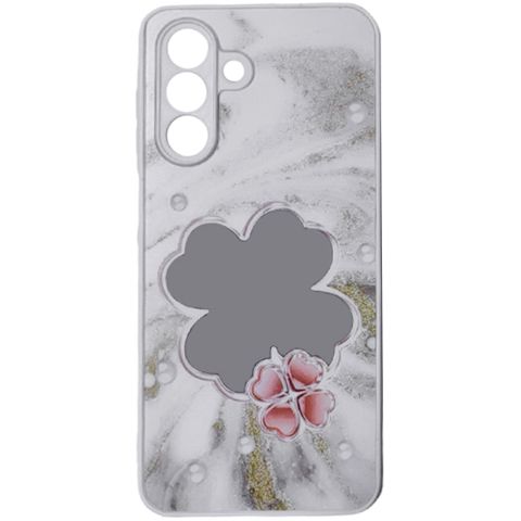 Samsung Galaxy A26 case Silicon Flower with Mirror White Pearl — Bakı