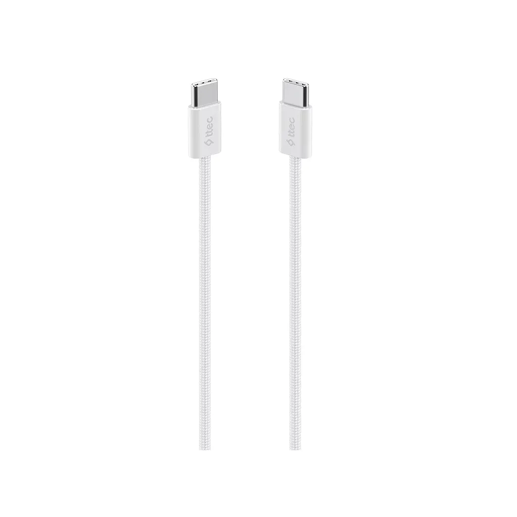Kabel ttec Braided Type-C to Type-C 65W Fast Charge cable ,White, 100 cm (2DK54B) — Ağıllı ev