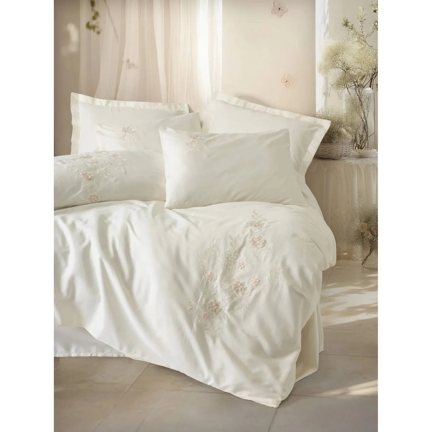 Yataq dəsti Cotton Box Aira Ekru 3D naxışlı İki nəfərlik (8680108084571) — Постельное белье
