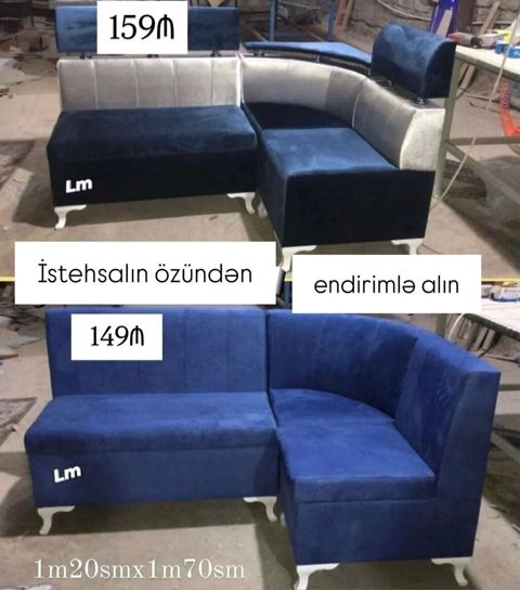 Mətbəx üçün künc divanları - Model: mətbəx/kafe üçün L formalı künc — Bakı