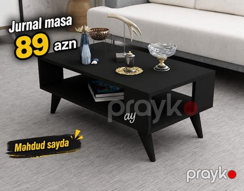 Jurnal masa – modern dizaynlı, mat qara rəngdə. - Üst səth: dekor və