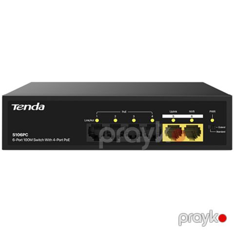 Kommutator Tenda S106PC 4 Port PoE+2 Port — Bakı