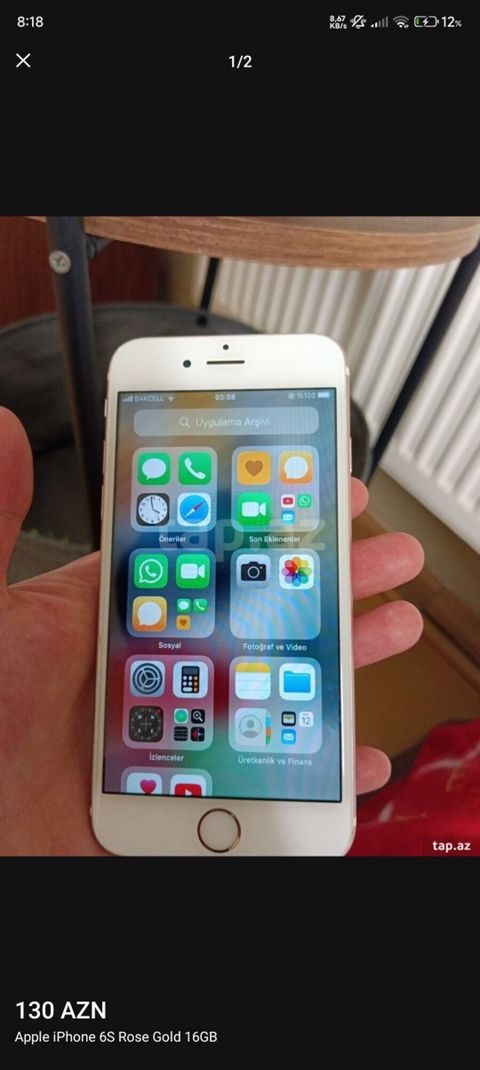 IPhone 6s, 16 GB, Rose Gold, Barmaq izi — Bakı