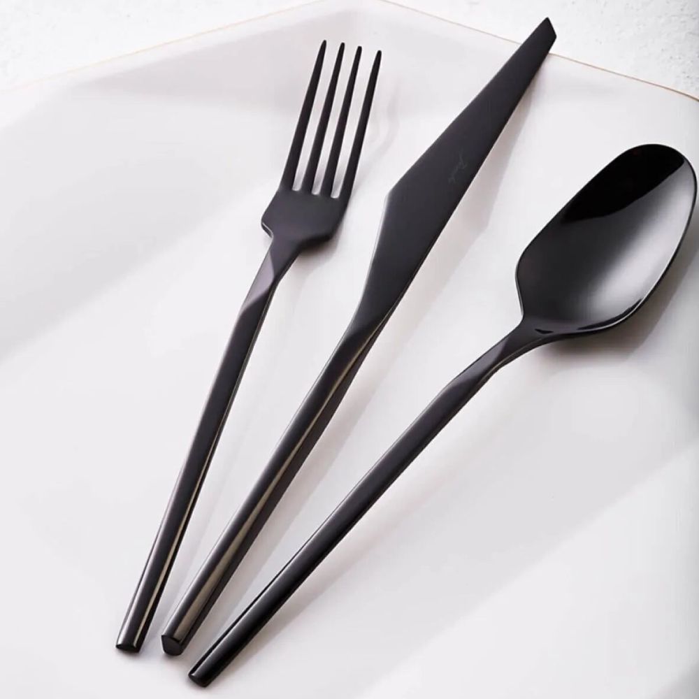 Çəngəl qaşıq bıçaq dəsti Jumbo 5100 Quartz 84 parça Titan qara 8681085389635 — Mallar, Bakı (2)