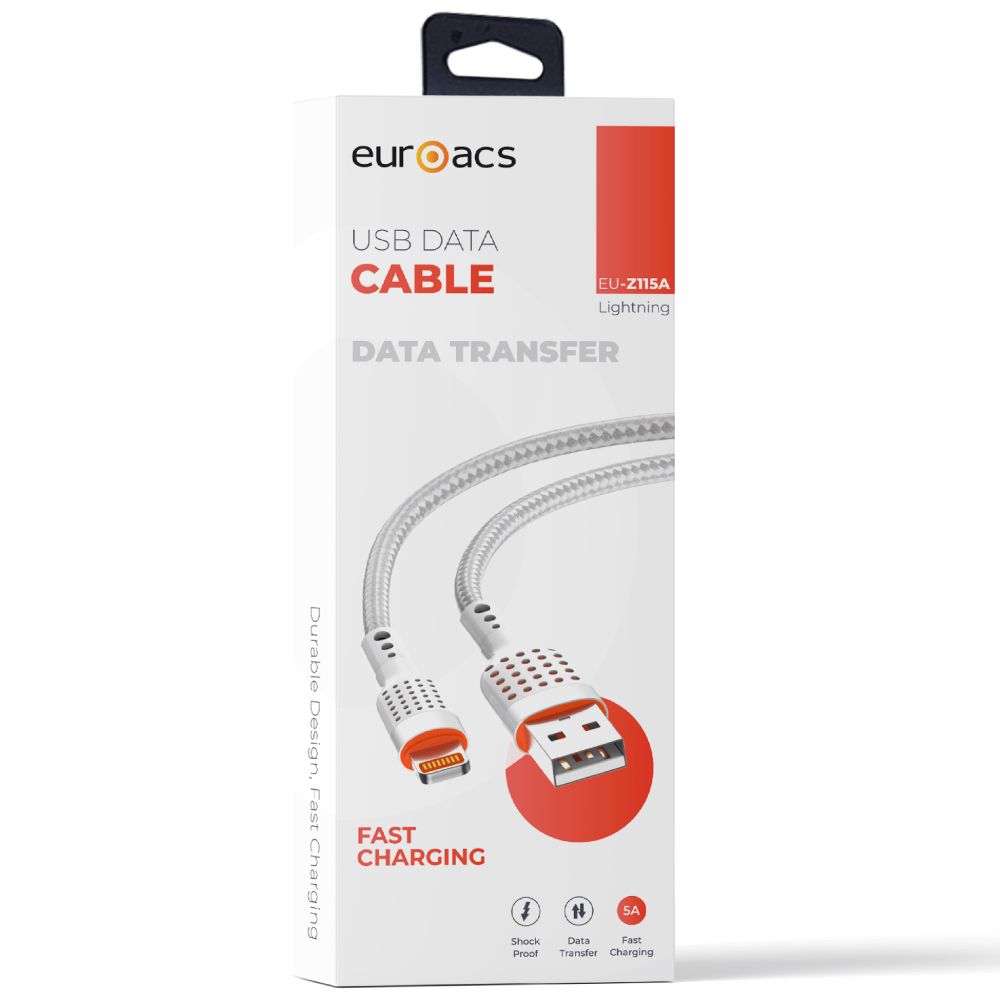Naqil Euroacs USB Type-A to Lightning 1 m EU-Z115A White — Mallar, Bakı (2)