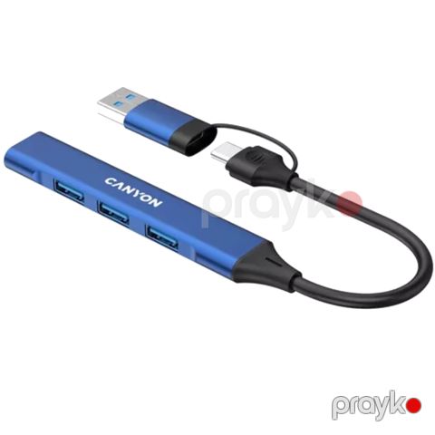 Ötürücü Canyon Hub DS-02 4in1 Usb-a/c Blue CNS-TDS02BL — Bakı