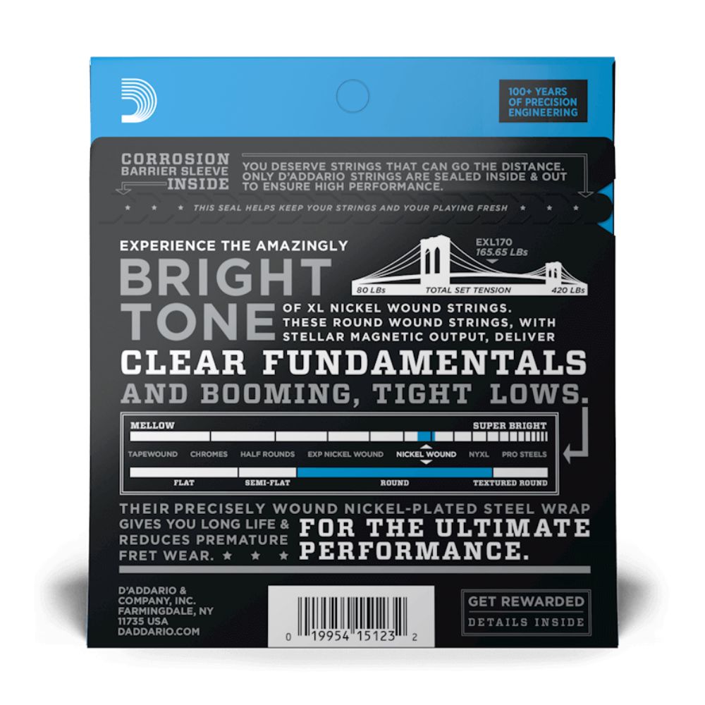 D-Addario EXL170 XL Nickel Wound 45-100 Regular Light — Musiqiə alətləri, Bakı (3)
