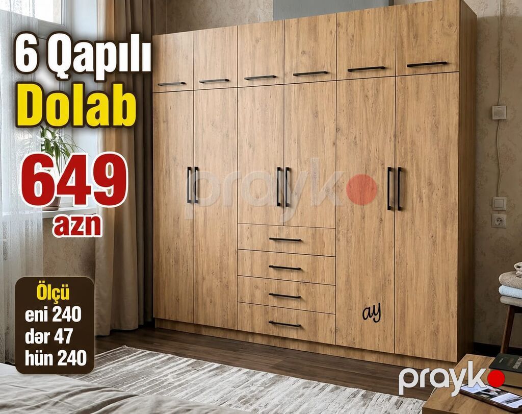 Geyim dolabları – fərqli modellər - Model 1: Krem rəngli, qızılı — Şkaflar, Digah (3)
