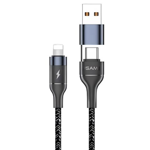 Naqil Usams US-SJ404 U31 USB Type-A / USB Type-C to Lightning 1.2 m SJ404USB01 Black — Bakı