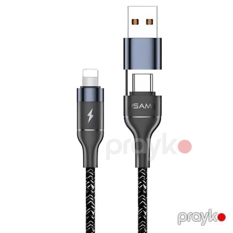Naqil Usams US-SJ404 U31 USB Type-A / USB Type-C to Lightning 1.2 m SJ404USB01 Black — Bakı