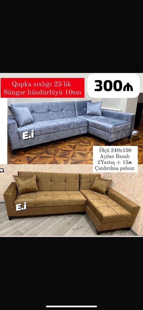 Künc divan – açılan bazalı model - Ölçü: 240 150 sm - Qupka — Bakı