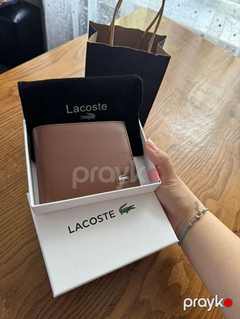 Lacoste kişi pul qabı - Brend: Lacoste - Rəng: qəhvəyi - Material — Bakı