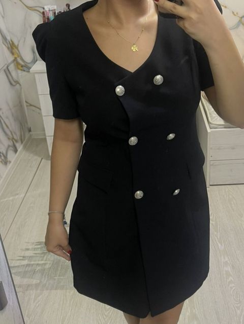 Qara rəngli, qısa ölçülü, pencək-kleid (blazer dress) model qadın — Digah