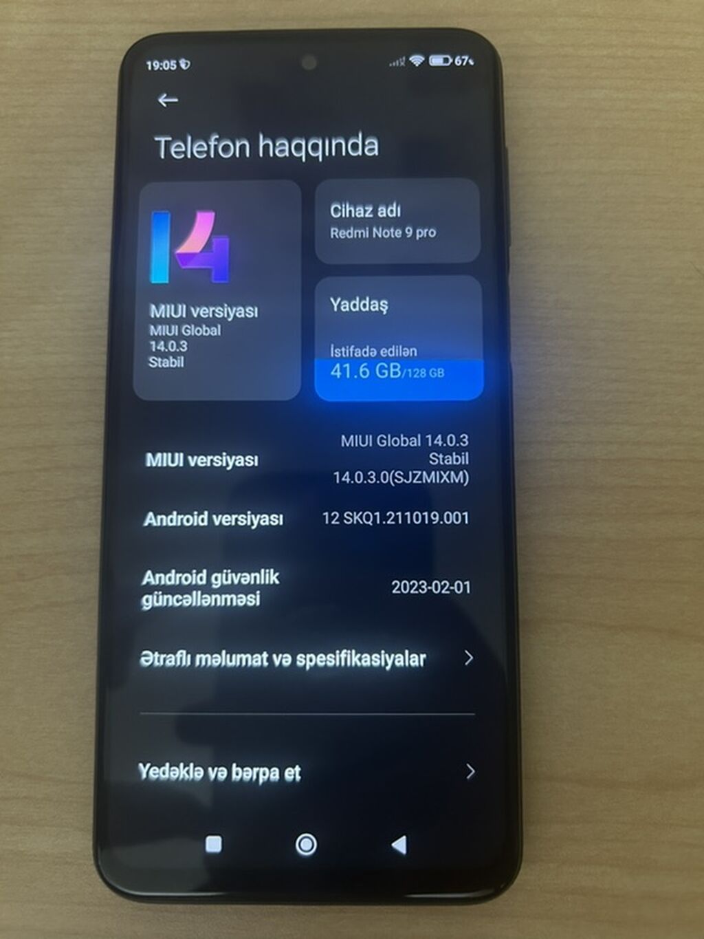 Redmi Note 9 Pro, 128 GB, rəng - Göy, Barmaq izi — Elektronika, Bakı (2)