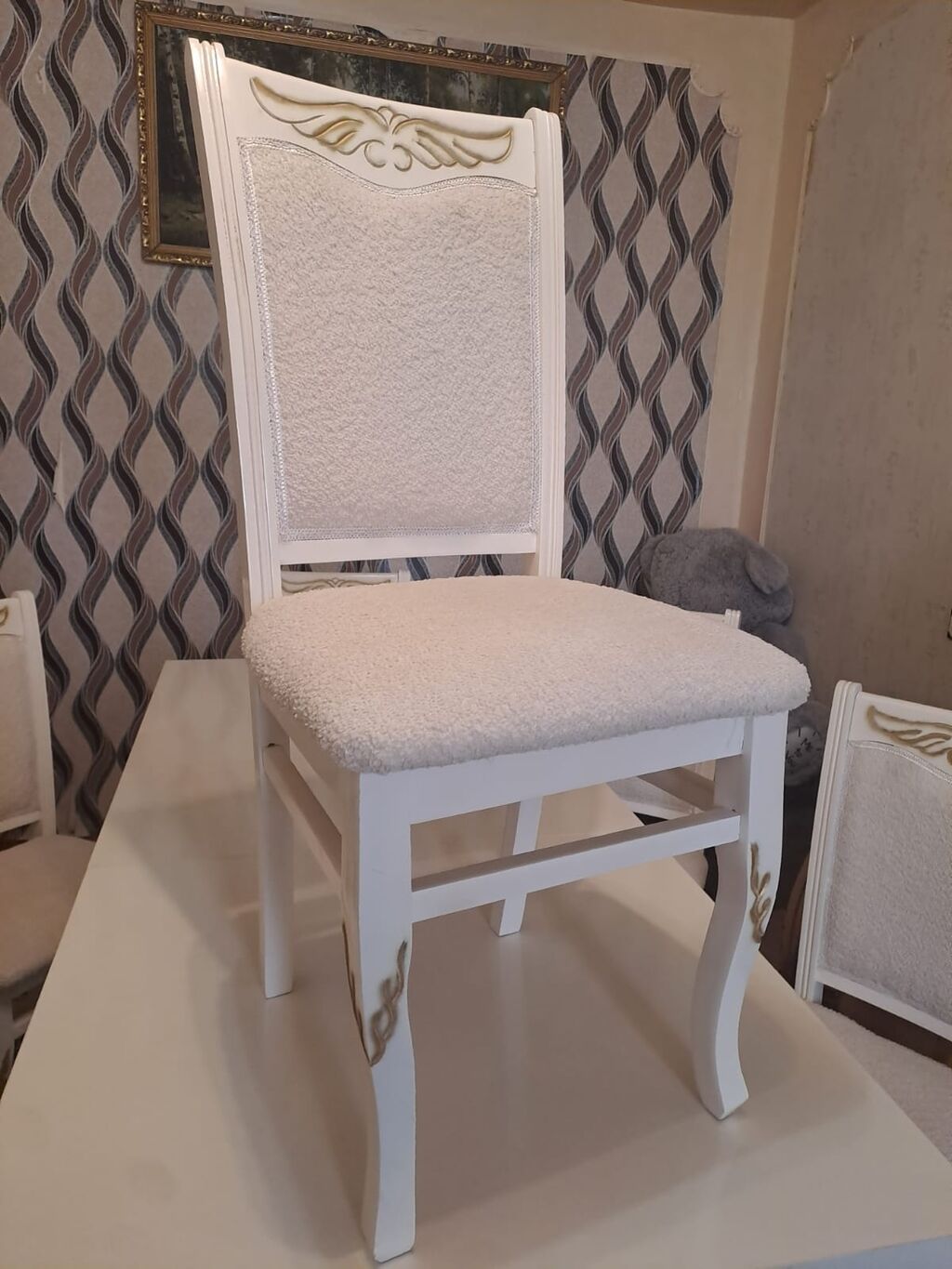 Qonaq otağı üçün, İşlənmiş, Dördbucaq masa, 6 stul — Mebel, Saray (2)