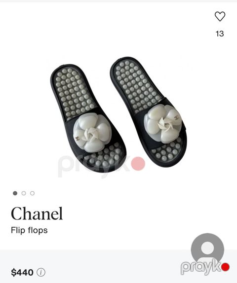 Orijinal Chanel flip-flop şleplər - Model: Chanel camellia bəzəkli