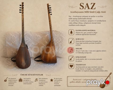 Saz – Azərbaycanın milli simli musiqi aləti Məhsulun təsviri — Sumqayıt
