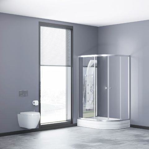 Yarım oval duşaltlıq üstü duş kabin Kabinex KL 851 120×80×180 sm Sol — Bakı