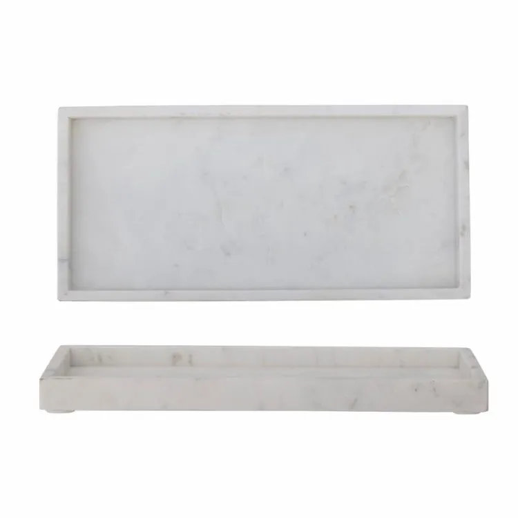 Dekorativ qab Bloomingville Majsa White Marble 38x3x18 sm — Bakı