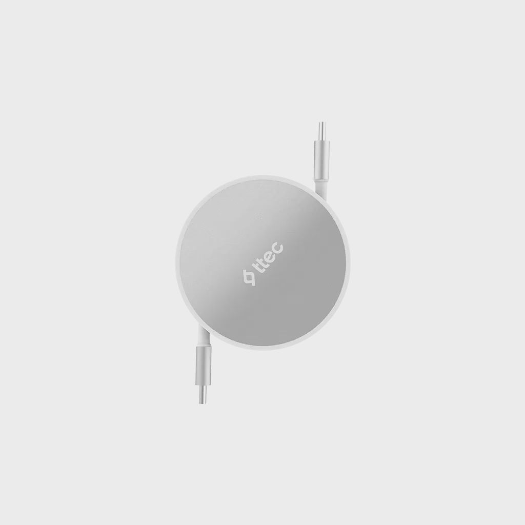 Şarj kabeli Ttec USB Type-C – USB Type-C Mini Retractable, 100 Vt Pd/qc, 120 sm, Lunar Shine (2DK65G) — Smartfon üçün kabelləri və keçidçilər, Bakı