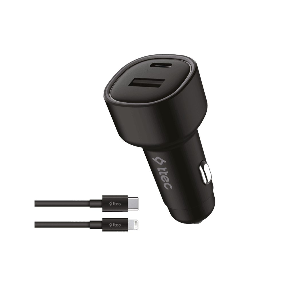 Avtomobil enerji toplama cihazı Ttec SmartCharger Duo PD 48W Usb-c+usb-a With USB-C-Lightning Cable (2CKP02LS) — Bakı