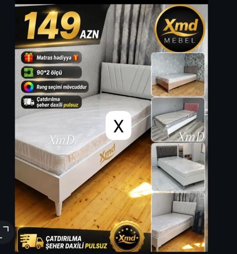 Tek nəfərlik çarpayı – XMD Mebel - Ölçü: 90×200 sm - Dəst: çarpayı + — Bakı