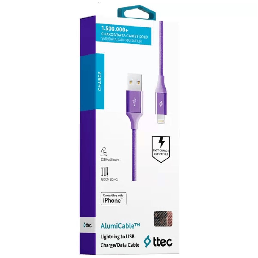 Naqil Ttech USB Type-A to Lightning 1.2 m 2DK16MR Purple — Mallar, Bakı (3)