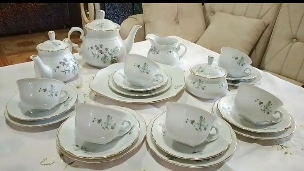 Çay dəsti, rəng - Ağ, Farfor, Çexiya — Mallar, Digah (3)