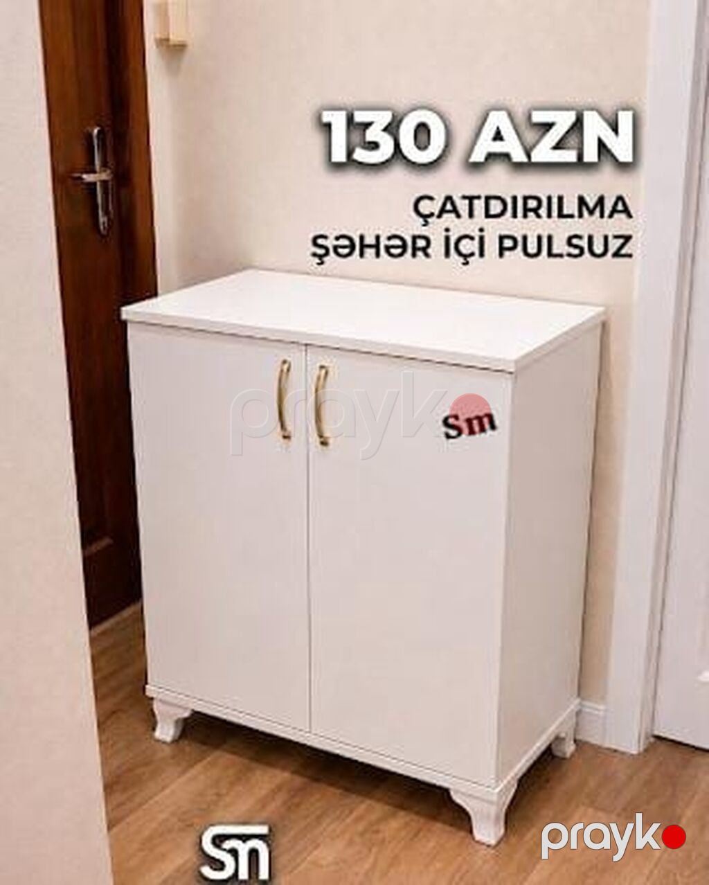 Ağ rəngli modul mebel dəsti. - Ayaqlı 2 qapılı komod/dolab: yuxarı — Yataq otağı mobilya dəstləri, Masazır