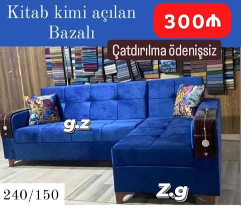 Künc divanı – kitab kimi açılan mexanizmli, bazalı model - Ölçü — Bakı