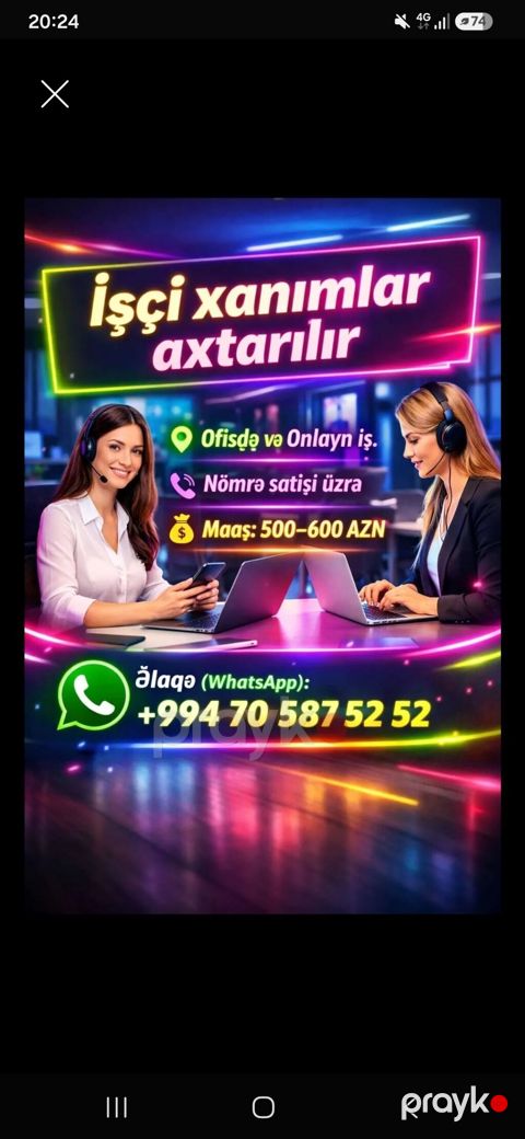 Çağrı mərkəzi operatoru tələb olunur, Yalnız qadınlar üçün, İstənilən yaş, Təcrübəsiz, Aylıq ödəniş — Bakı