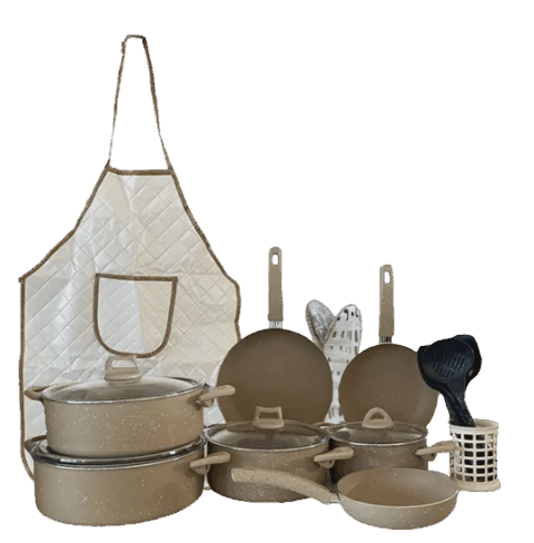 Essen potlısa bıo qranit qazan dəsti 21 parça Cream — İrşad — Cookware