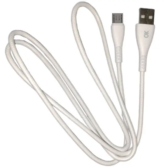 OK USB Micro-USB Leather White — Smartfon kabelləri və adapterləri