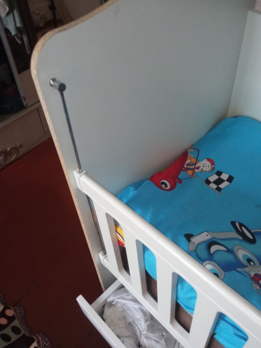 Oğlan və qız üçün, İşlənmiş, Dördbucaq, Beşik, Dəstsiz, Matras ilə, Yellənmə mexanizmsiz — Mebel, Bakı (5)