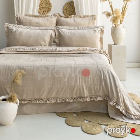 Yataq örtüyü + tekstil yataq dəsti Şahəsər Fiorella CK Bej — Bakı