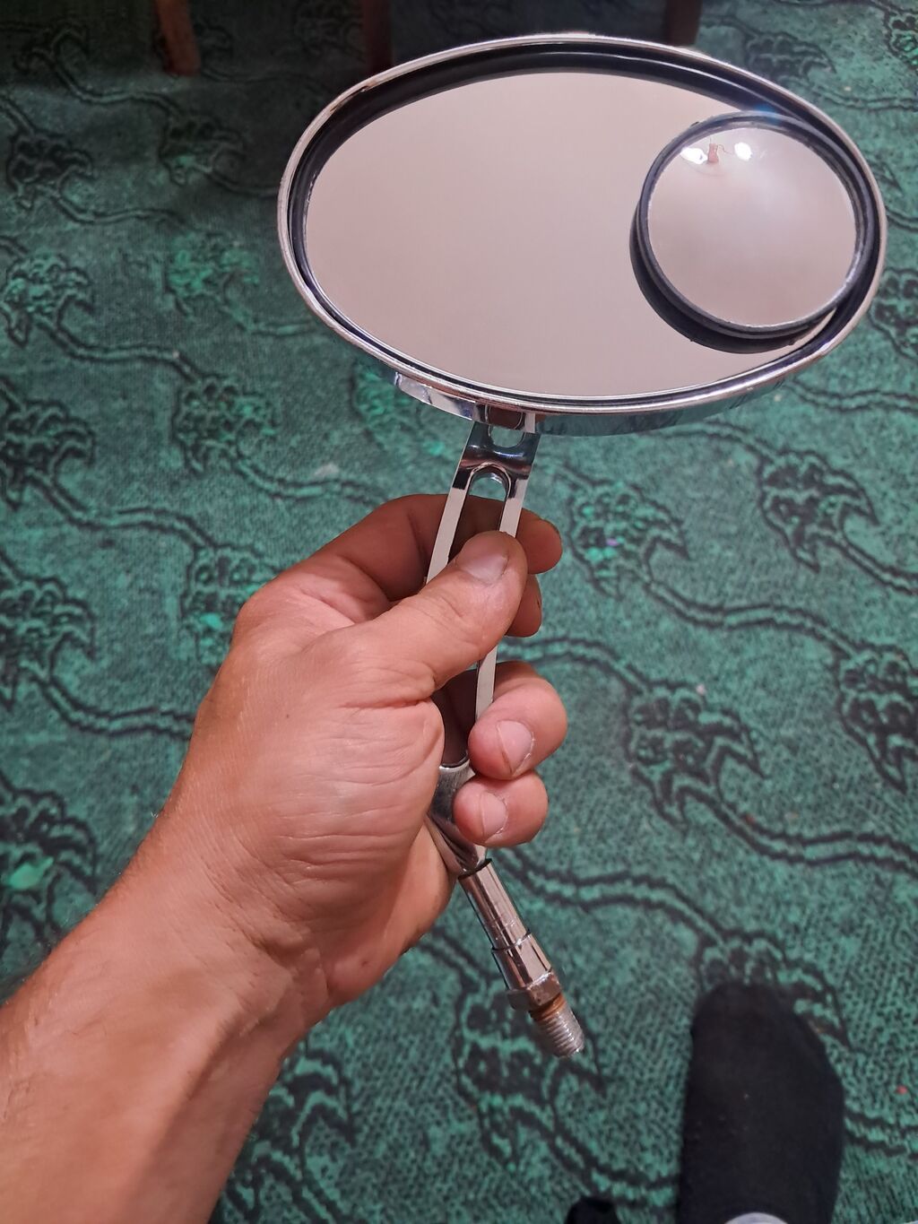 Motosiklet üçün oval arxa baxış güzgüləri (cüt) - Material: xrom — Avto, Bakı (6)