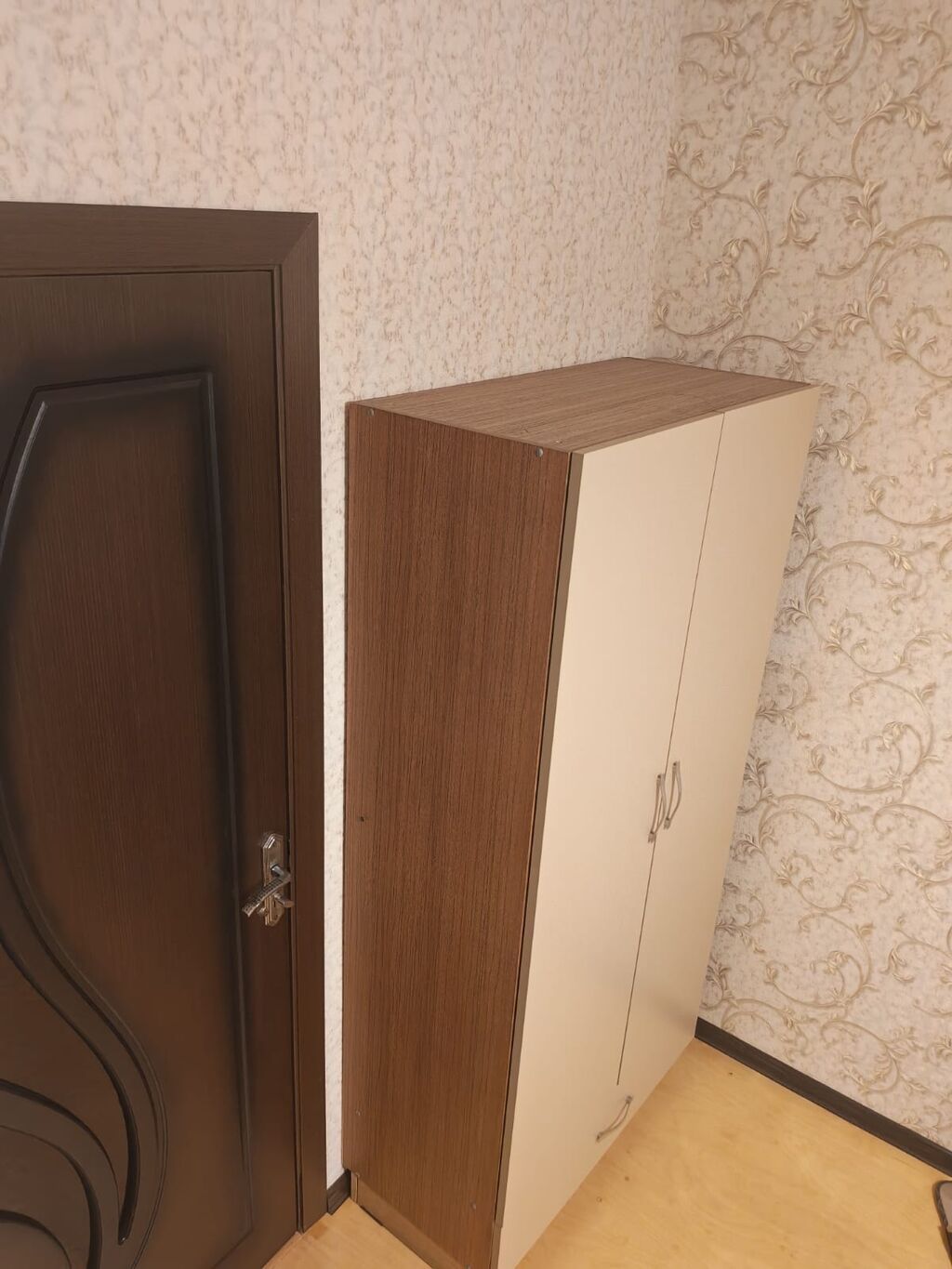 İki qapılı paltar/əndirabadi şkaf - Dizayn: Ön hissə bej rəngdə, yan — Mebel, Bakı (3)