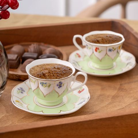Qəhvə üçün fincan dəsti Emsan Kır Çiçekleri 2 parça Yaşıl — Bakı
