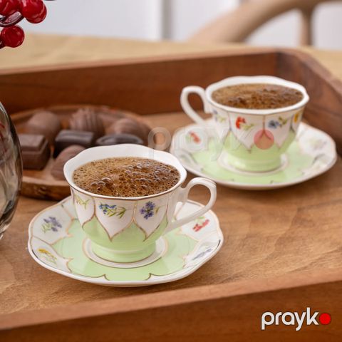 Qəhvə üçün fincan dəsti Emsan Kır Çiçekleri 2 parça Yaşıl — Bakı