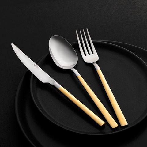 Çəngəl bıçaq dəsti Nehir Dalyan, Cardboard Boxed Gold+Mirror, 24 parça / 6 nəfərlik (77247) — Bakı