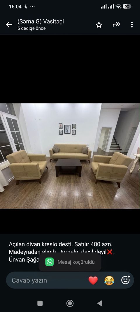 Açılan divan kreslo desti. Satılır 480 azn. Madeyradan alınıb — Bakı