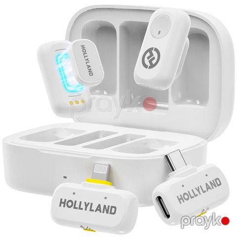 Blogger mikrofonu Hollyland Lark A1 Combo USB Type-C RX + Lightning RX Ivory White