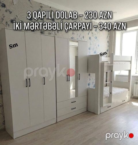 Uşaq otağı üçün ağ rəngli mebel dəsti: - 3 qapılı dolab – 230 AZN — Bakı