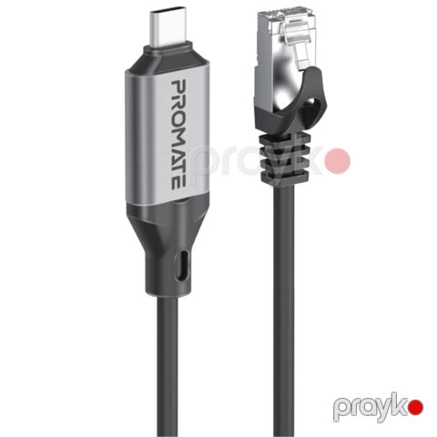 Naqil Promate Ethernet (RJ-45) to USB Type-C CLINK-RJ45 Black, Grey — Bakı