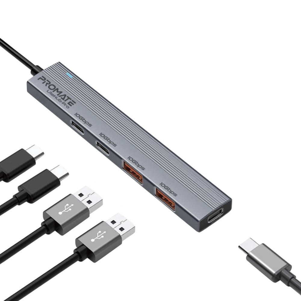 USB Hub Promate USB Type-C Lıtehub-pro Grey — Kompüterlər və noutbuklar, Bakı (2)